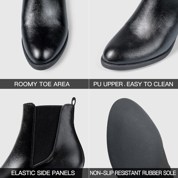 Women's Chelsea Boots Chunky Heel Ankle Boots Slip On Fall Casual Shoes - Picture 3 of 8